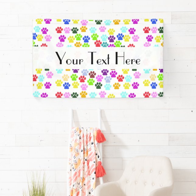 Farbige Paws, Muster, Hundeschlitten, Paw Prints Banner (Insitu)