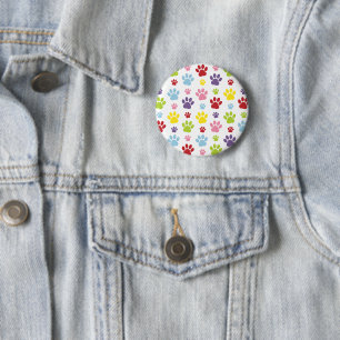 Farbige Paws, Muster, Hundeschlitten, Paw Prints Button