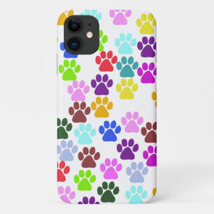 Farbige Paws, Muster, Hundeschlitten, Paw Prints iPhone 11 Hülle