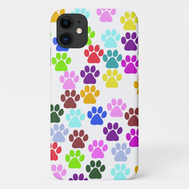 Farbige Paws, Muster, Hundeschlitten, Paw Prints Case-Mate iPhone Hülle (Rückseite)