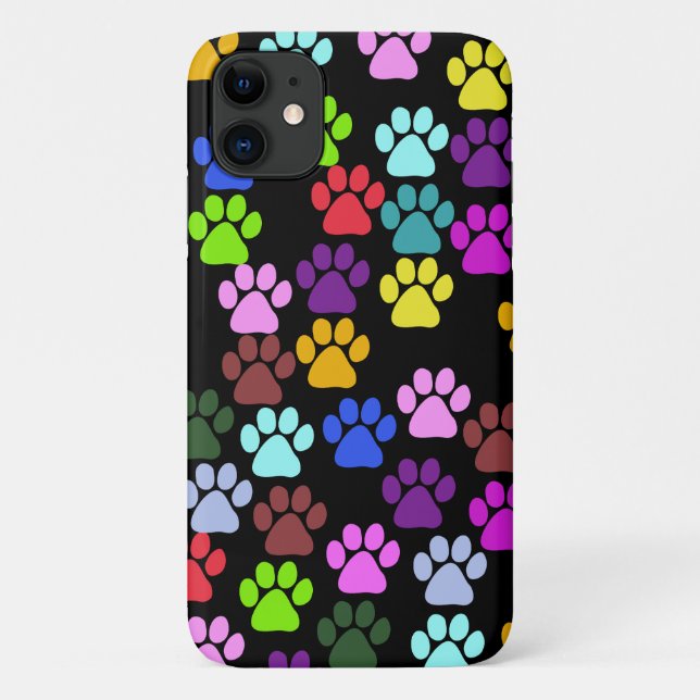 Farbige Paws, Muster, Hundeschlitten, Paw Prints Case-Mate iPhone Hülle (Rückseite)