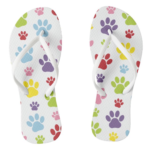Farbige Paws, Muster, Hundeschlitten, Paw Prints Flip Flops (Fußbett)