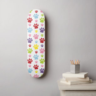 Farbige Paws, Muster, Hundeschlitten, Paw Prints Skateboard