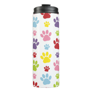 Farbige Paws, Muster, Hundeschlitten, Paw Prints Thermosbecher