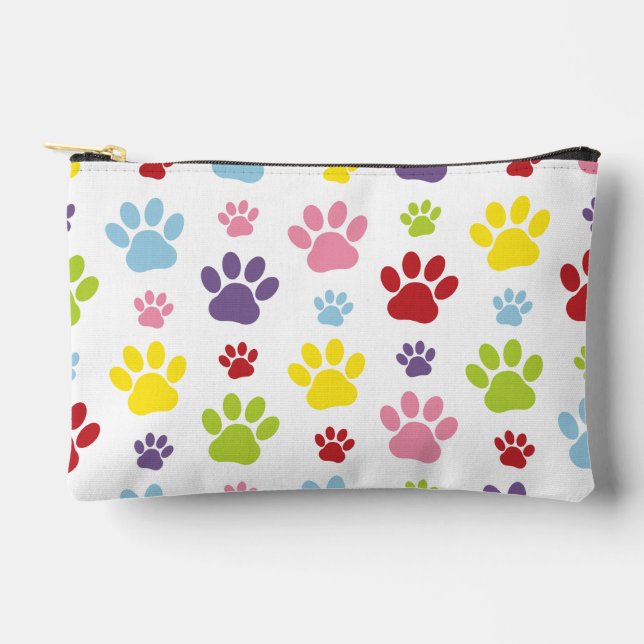 Farbige Paws, Muster, Hundeschlitten, Paw Prints Zubehörtasche (Vorderseite)