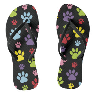 Farbige Paws, Muster, Paw Prints, Hundeschrauben Flip Flops