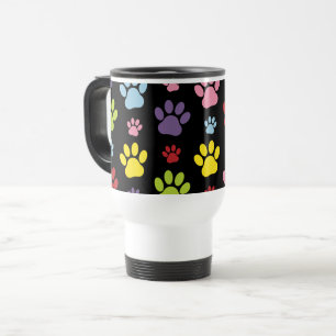 Farbige Paws, Muster, Paw Prints, Hundeschrauben Reisebecher