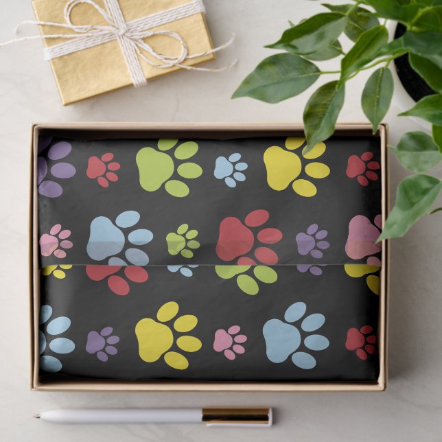 Farbige Paws, Muster, Paw Prints, Hundeschrauben Seidenpapier (Geschenk)