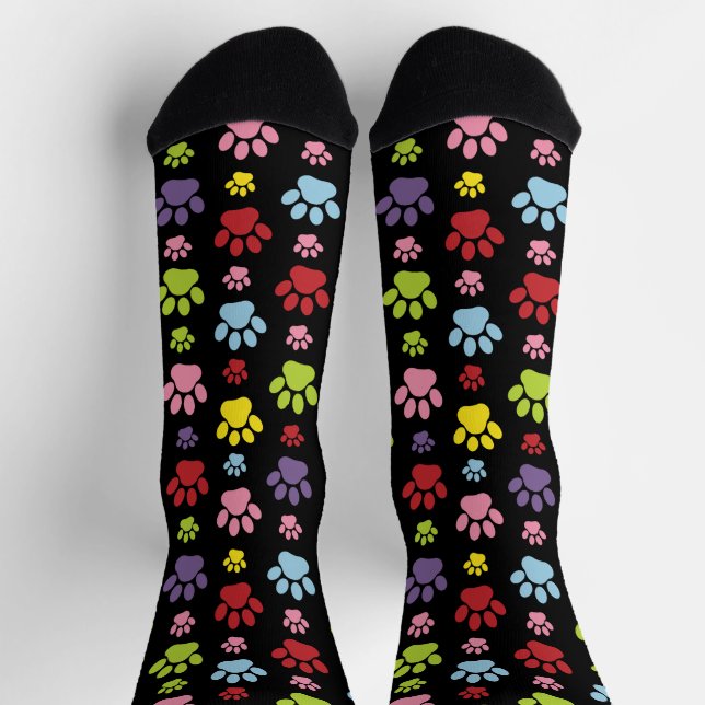Farbige Paws, Muster, Paw Prints, Hundeschrauben Socken (Oben)