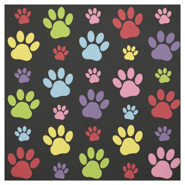 Farbige Paws, Muster, Paw Prints, Hundeschrauben Stoff (Muster)