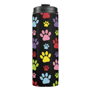 Farbige Paws, Muster, Paw Prints, Hundeschrauben Thermosbecher