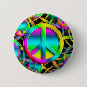 Farbige PEACE nahtlose Muster + Ihre Ideen Button