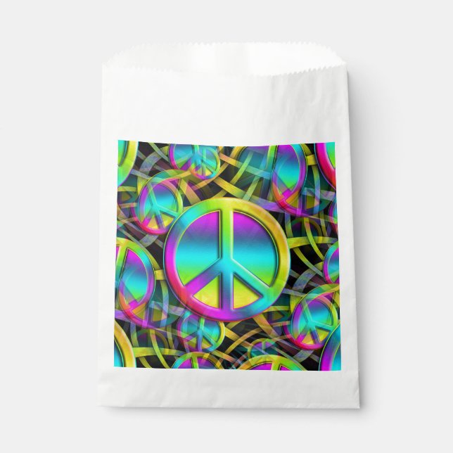 Farbige PEACE nahtlose Muster + Ihre Ideen Geschenktütchen (Vorderseite)