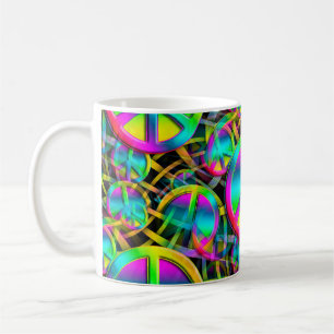 Farbige PEACE nahtlose Muster + Ihre Ideen Kaffeetasse
