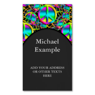 Farbige PEACE nahtlose Muster + Ihre Ideen Magnetische Visitenkarte