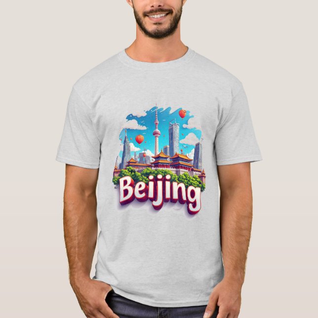 Farbige Pekinger Stadtsilhouette  T-Shirt (Vorderseite)