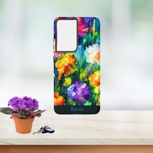 Farbige Personalisierte Wasserfarben Blume Art Samsung Galaxy Hülle