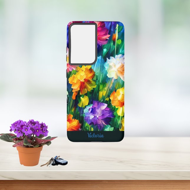 Farbige Personalisierte Wasserfarben Blume Art Samsung Galaxy Hülle (Von Creator hochgeladen)