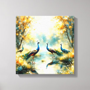Farbige Pfauen Leinwand Kunst