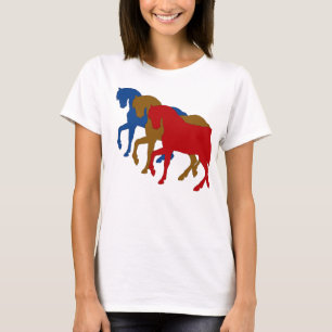 Farbige Pferde in Sillouette T-Shirt