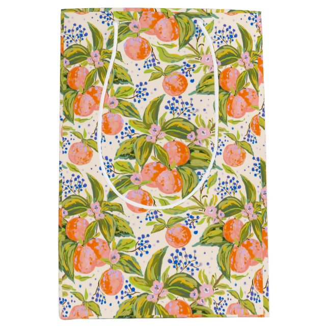 Farbige Pfirsiche mit Blume Mittlere Geschenktüte (Vorderseite)