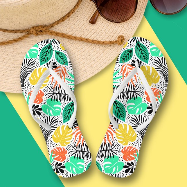 Farbige Pflanze und Punkte Flip Flops (Colorful Plants and Dots Flip Flops)