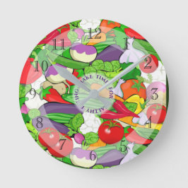 Farbige Pflanzenauswahl Runde Wanduhr