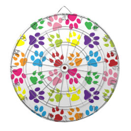 Farbige Pfoten, Hundepfoten, Katzenpaws Dartscheibe