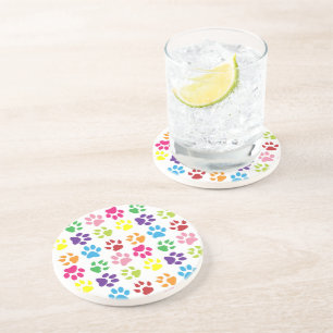 Farbige Pfoten, Hundepfoten, Katzenpaws Getränkeuntersetzer