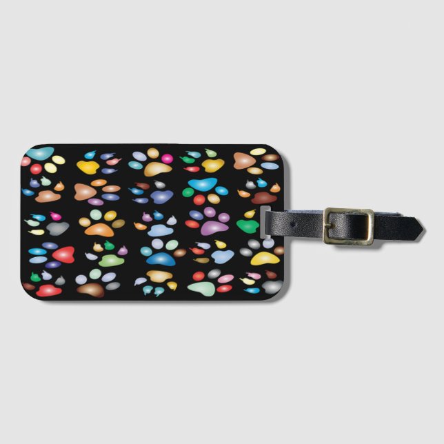 Farbige Pfotendrucke Gepäckanhänger (Vorderseite (Horizontal))