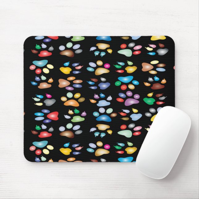 Farbige Pfotendrucke Mousepad (Mit Mouse)