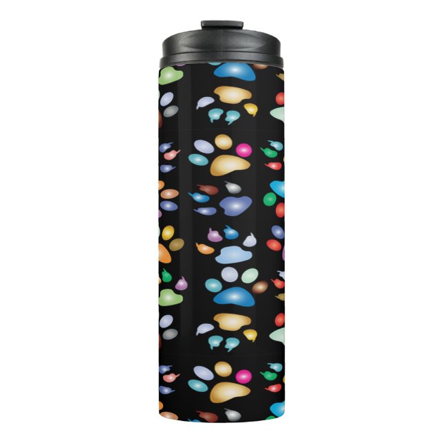 Farbige Pfotendrucke Thermosbecher (Vorderseite)