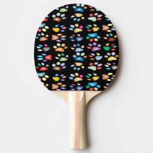 Farbige Pfotendrucke Tischtennis Schläger