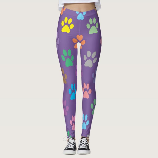 Farbige Pfotenmuster Leggings (Vorderseite)