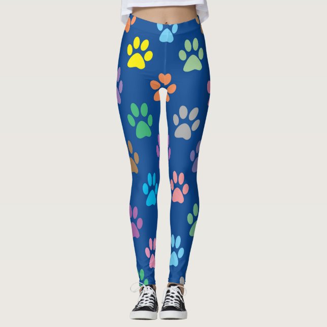 Farbige Pfotenmuster Leggings (Vorderseite)