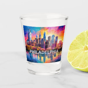 Farbige Philadelphia-Skyline Abstract Art Schnapsglas