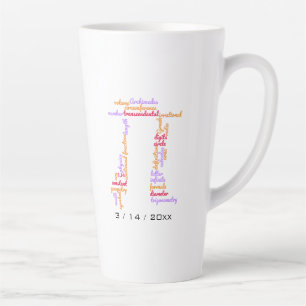 Farbige Pi-Tag-Wortwolke Milchtasse