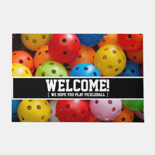  Farbige Pickleballs, benutzerdefinierter Text  Fußmatte