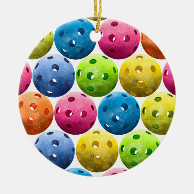 Farbige Pickleballs - Keramik Ornament (Vorne)