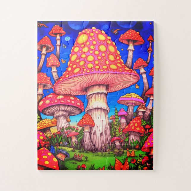 Farbige Pilze 30 große Teile auf einer  Puzzle (Vertikal)