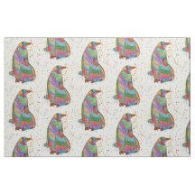 Farbige Pinguine und Baby Chick Fabric