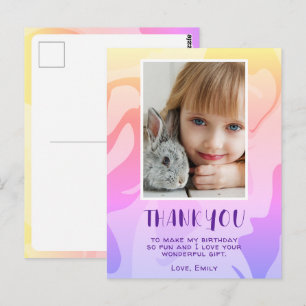 Farbige Pinke Wirbel Mädchen Foto Geburtstag Danke Postkarte
