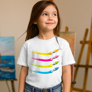 Farbige Pinsel Mädchen T-Shirt