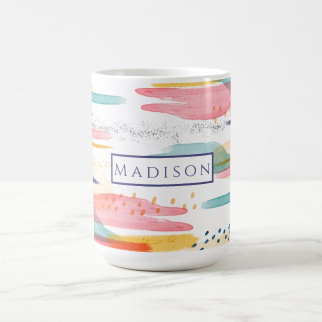 Farbige Pinselstriche Wasserfarben Kaffeemaschine  Kaffeetasse (Mittel)