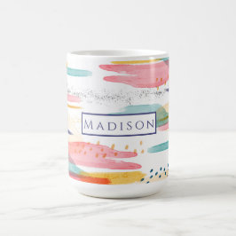 Farbige Pinselstriche Wasserfarben Kaffeemaschine  Kaffeetasse