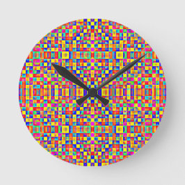 Farbige Pixel Runde Wanduhr
