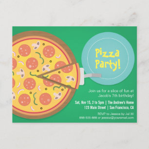 Farbige Pizza-Film-Teenager-Geburtstagsfeier Einladung