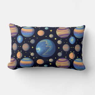 Farbige Planeten und Sterne im Weltraum Lendenkissen