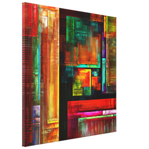 Farbige Plätze Modernes Abstraktes Kunstmuster #04 Leinwanddruck
