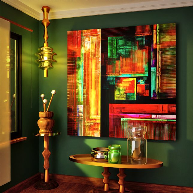 Farbige Plätze Modernes Abstraktes Kunstmuster #04 Leinwanddruck (Colorful Squares Modern Abstract Art Pattern #04 Canvas Print)